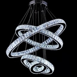 Crystal Pendant Light Ceiling Lamp Chandelier Lighting Fixtures with 4 Rings
