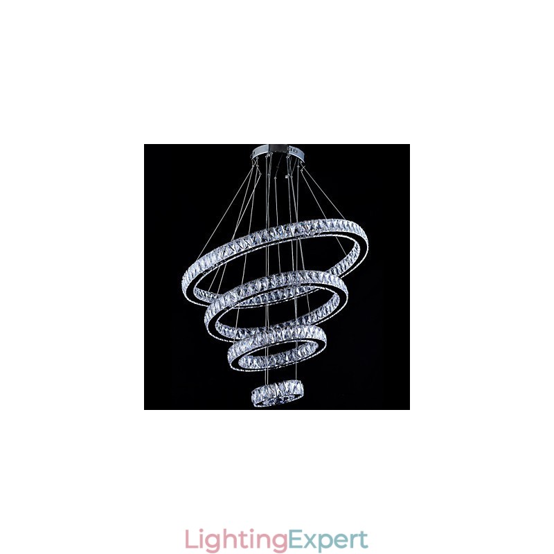 Crystal Pendant Light Ceiling Lamp Chandelier Lighting Fixtures with 4 Rings