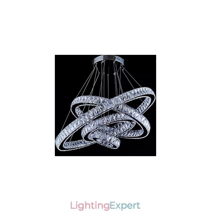Crystal Pendant Light Ceiling Lamp Chandelier Lighting Fixtures with 4 Rings