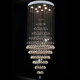 Modern Crystal Chandelier Lighting Pendant Light Ceiling Lamp Fixtures with 8 Bulbs H180CM