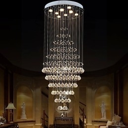 Modern Crystal Chandelier Lighting Pendant Light Ceiling Lamp Fixtures with 8 Bulbs H180CM