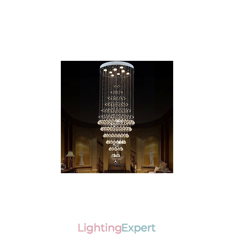 Modern Crystal Chandelier Lighting Pendant Light Ceiling Lamp Fixtures with 8 Bulbs H180CM