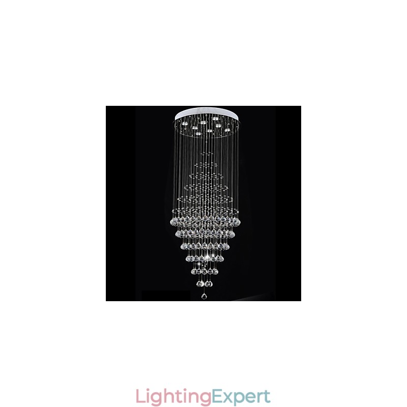 Modern Crystal Chandelier Lighting Pendant Light Ceiling Lamp Fixtures with 8 Bulbs H180CM