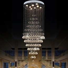 Modern Crystal Chandelier Lighting Pendant Light Ceiling Lamp Fixtures with 8 Bulbs H180CM