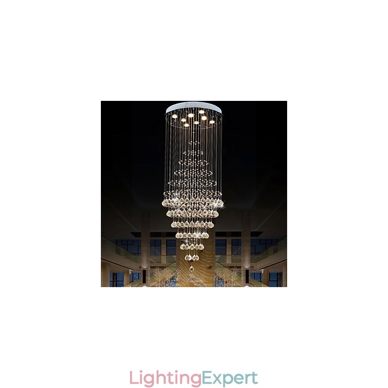 Modern Crystal Chandelier Lighting Pendant Light Ceiling Lamp Fixtures with 8 Bulbs H180CM