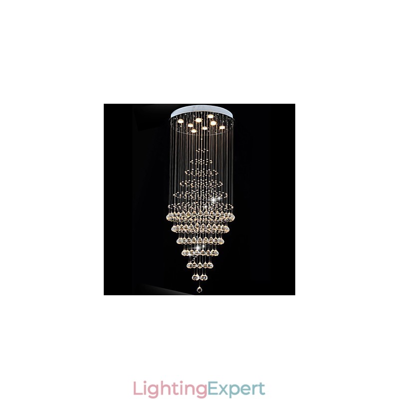 Modern Crystal Chandelier Lighting Pendant Light Ceiling Lamp Fixtures with 8 Bulbs H180CM