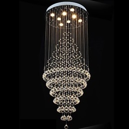 Modern Crystal Chandelier Lighting Pendant Light Ceiling Lamp Fixtures with 8 Bulbs H180CM