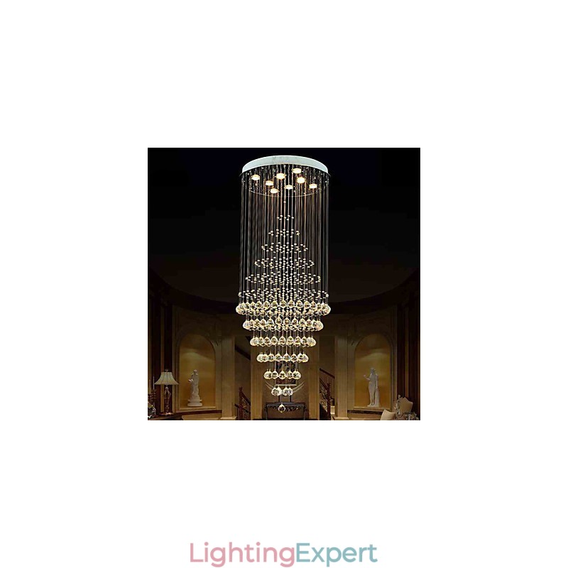 Modern Crystal Chandelier Lighting Pendant Light Ceiling Lamp Fixtures with 8 Bulbs H180CM