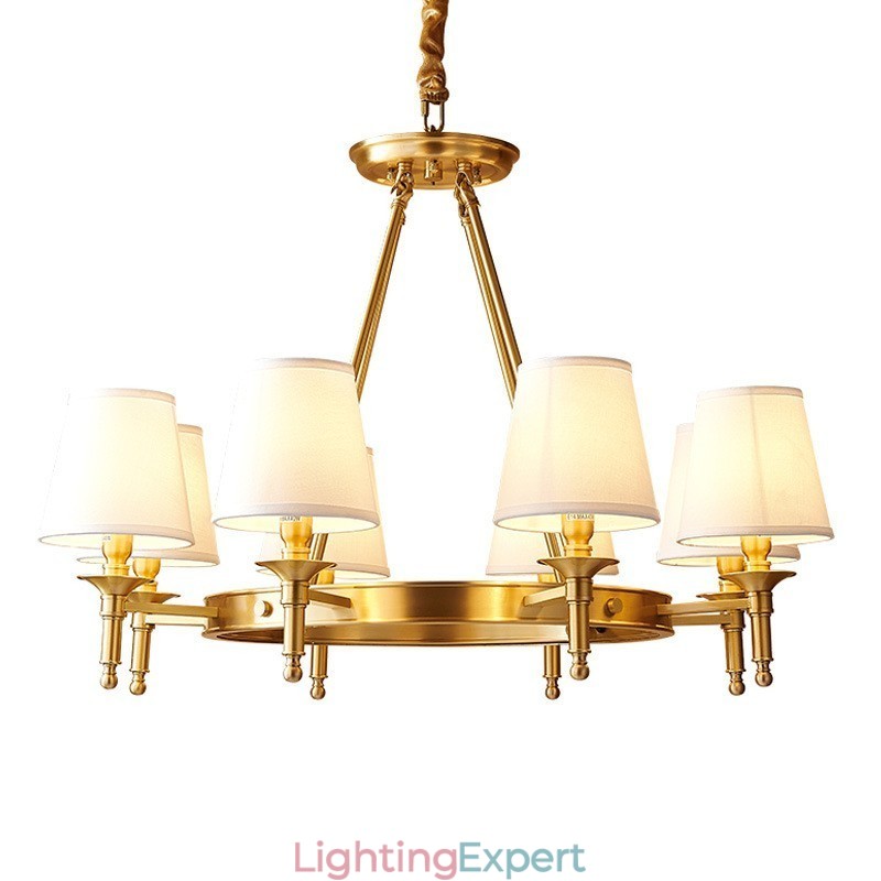 Pure Brass Round Chandelier Pendant Light Traditional Classic