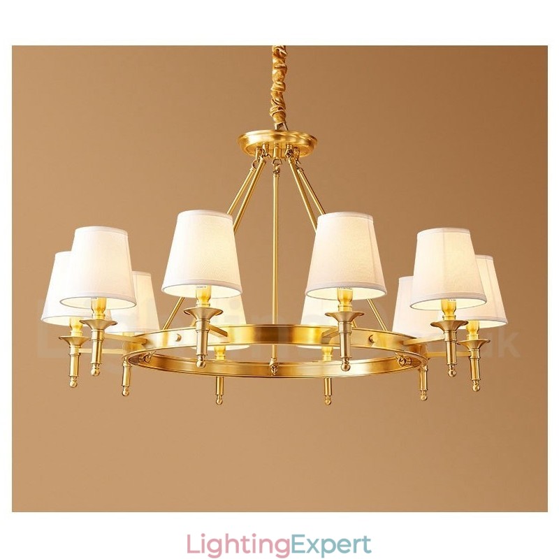 Pure Brass Round Chandelier Pendant Light Traditional Classic