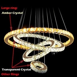 Pendant Lamps Ceiling Light Chandelier Lighting Round 4 Rings Large Ring Amber Crystal and Other Clear Crystal
