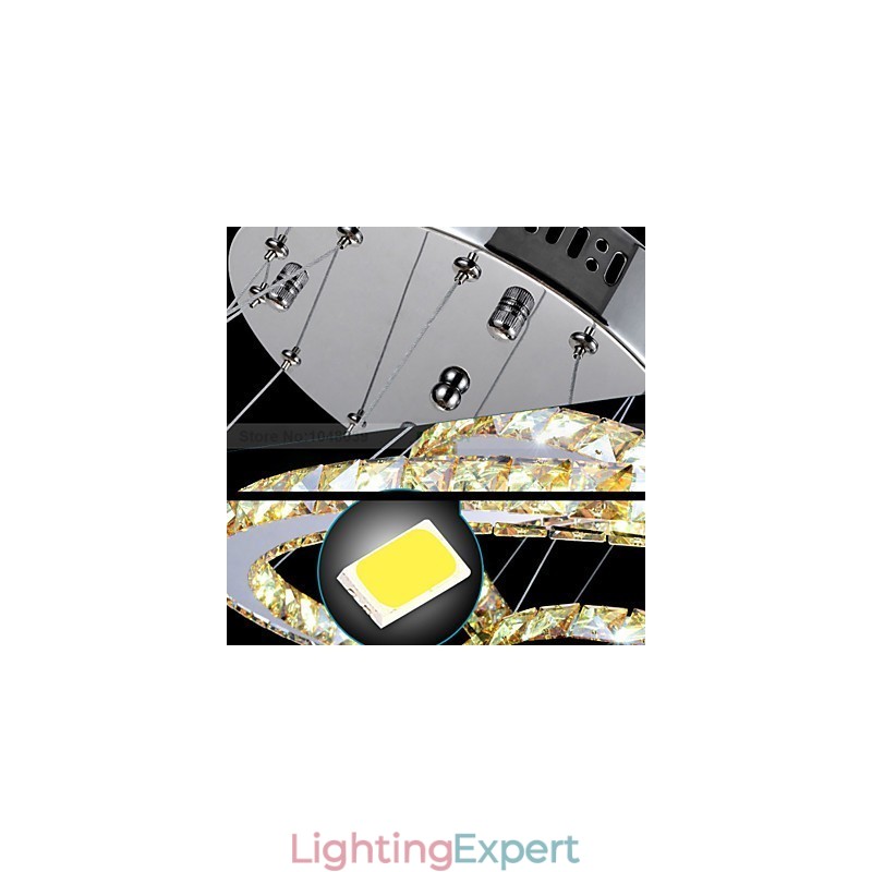 Pendant Lamps Ceiling Light Chandelier Lighting Round 4 Rings Large Ring Amber Crystal and Other Clear Crystal