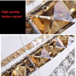 Pendant Lamps Ceiling Light Chandelier Lighting Round 4 Rings Large Ring Amber Crystal and Other Clear Crystal