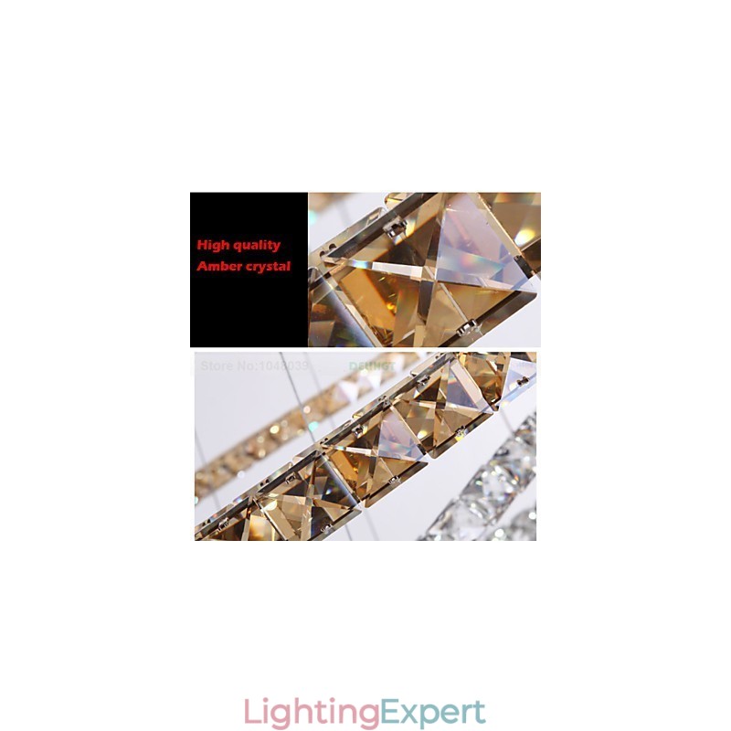 Pendant Lamps Ceiling Light Chandelier Lighting Round 4 Rings Large Ring Amber Crystal and Other Clear Crystal