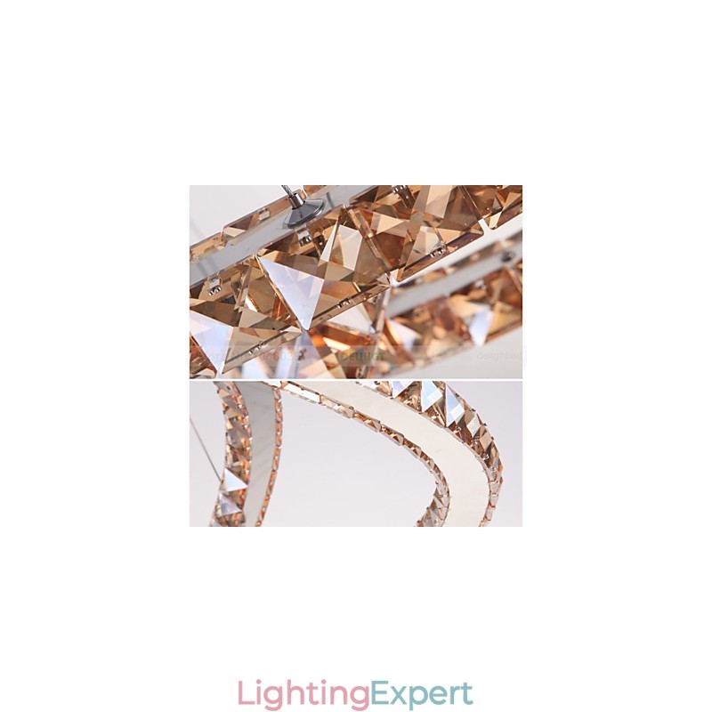 Pendant Lamps Ceiling Light Chandelier Lighting Round 4 Rings Large Ring Amber Crystal and Other Clear Crystal
