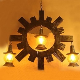 Antique Wood Chandelier American Country Iiving lamp lamp