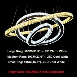 Crystal Ceiling Pendant Lamps Chandelier Lighting Fixtures with Warm and Cool White D406080cm