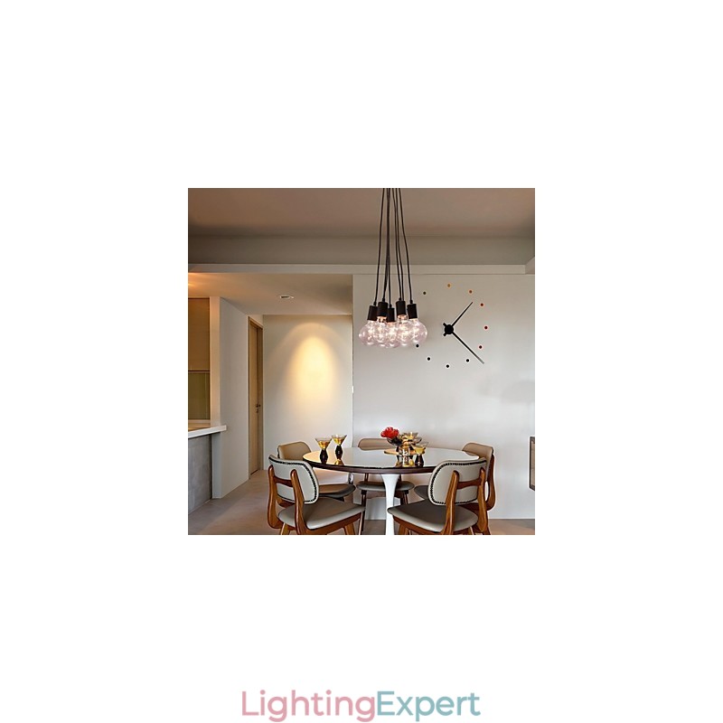 Modern Home 7 Head Edison Bulb Light Loft Glass Ball Pendant Light