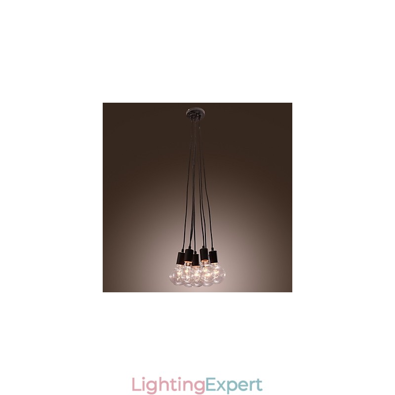 Modern Home 7 Head Edison Bulb Light Loft Glass Ball Pendant Light