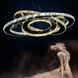 Crystal Pendant Lighting Ceiling Chandelier Light Fixtures with Warm and Cool White 3 rings