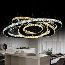 Crystal Pendant Lighting Ceiling Chandelier Light Fixtures with Warm and Cool White 3 rings
