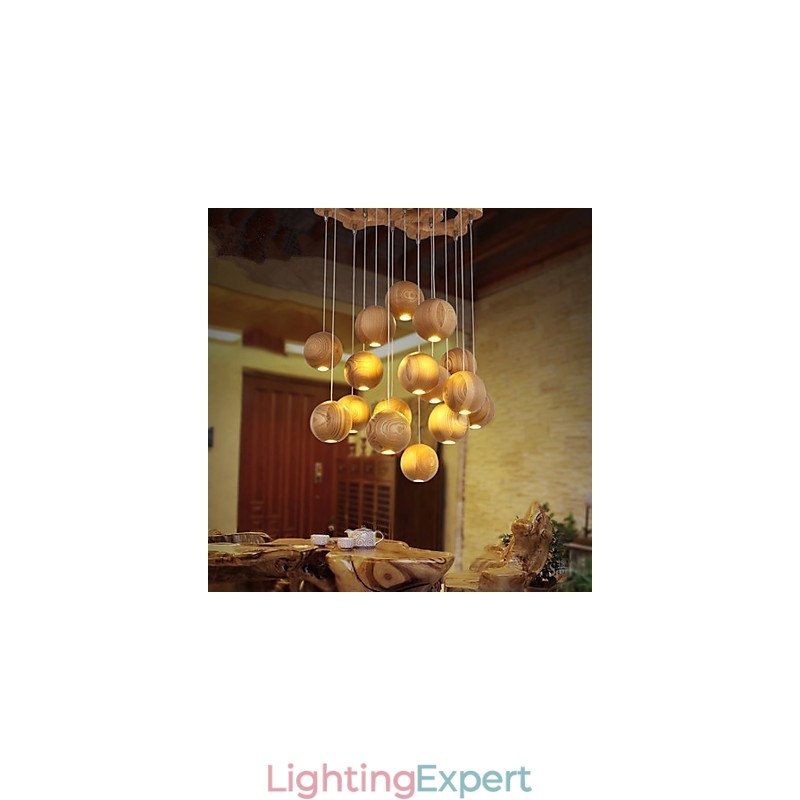 Pendant Lights Mini Style Lantern Wood Bamboo