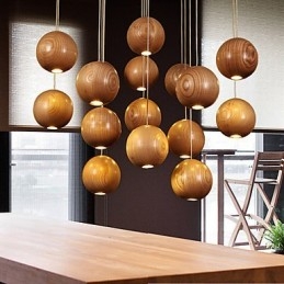 Pendant Lights Mini Style Lantern Wood Bamboo