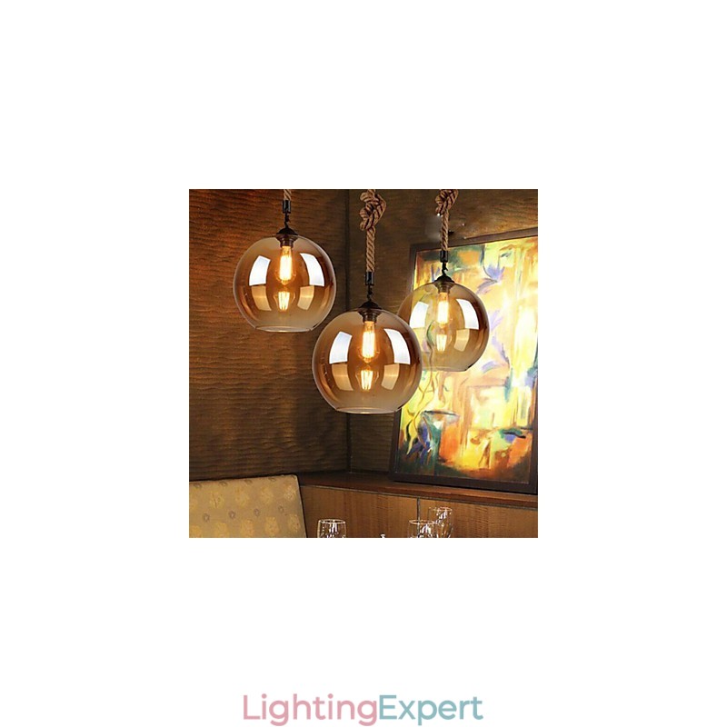Loft American Rope Retro Lighting Lights Glass Pendant Light