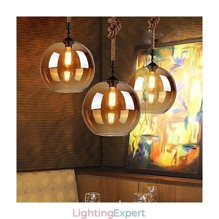 Loft American Rope Retro Lighting Lights Glass Pendant Light