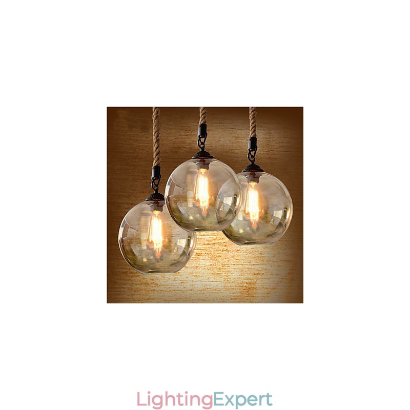 Loft American Rope Retro Lighting Lights Glass Pendant Light