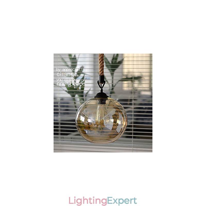 Loft American Rope Retro Lighting Lights Glass Pendant Light