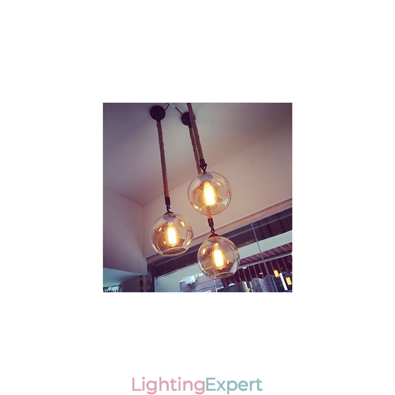 Loft American Rope Retro Lighting Lights Glass Pendant Light