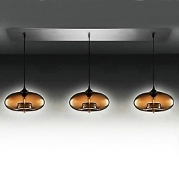 3 Light Modern Glass Pendant Light in Brown Bubble Design