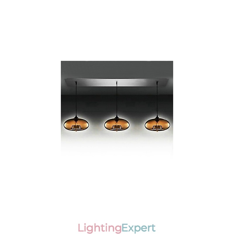 3 Light Modern Glass Pendant Light in Brown Bubble Design