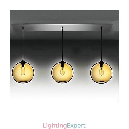 3 Light Modern Glass Pendant Light in Transparent Brown Bubble Design 3 Light Modern Glass Pendant Light in Transparent Brown Bubble Design