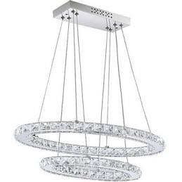 Modern Crystal Pendant Light with Oval Double Ring for