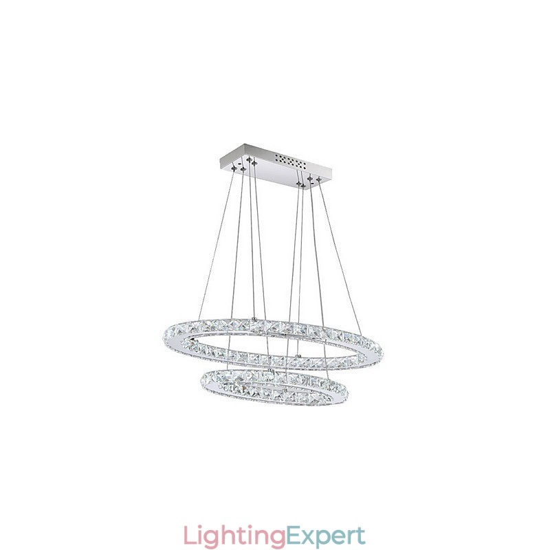 Modern Crystal Pendant Light with Oval Double Ring for