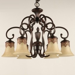 Chandelier Pendant Light 6 Lights Vintage Country Island Metal+Glass