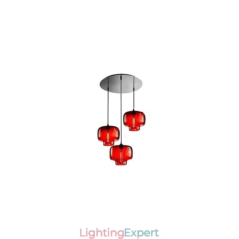 Modern Glass Pendant Light with 3 Lights in Transparent Bottle Design