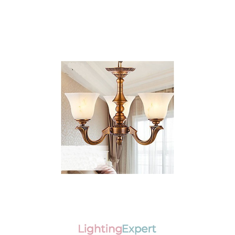 European Style Chandelier Full copper lamp Marble lamps
