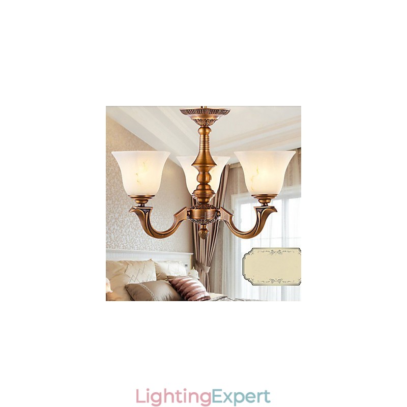 European Style Chandelier Full copper lamp Marble lamps