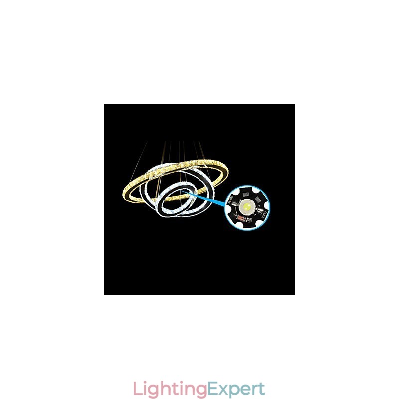 Dimmable Circular Pendant Chandelier Lighting Fixtures with K9 Crystal Warm and Cool White with Remote Control