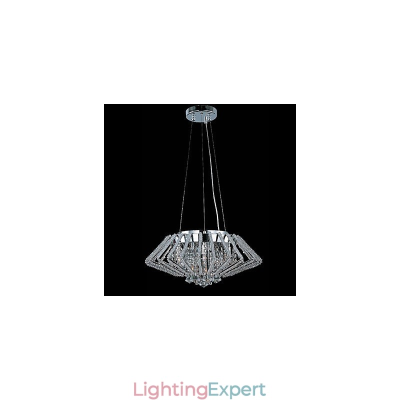 Diamond Shaped Stainless Steel Crystal Pendant Light with 9 Lights