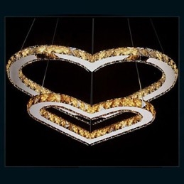 Pendant Lighting Chandelier Light Transparent OR Amber K9 Crystal Double Heart shaped Ceiling Lamps Lights
