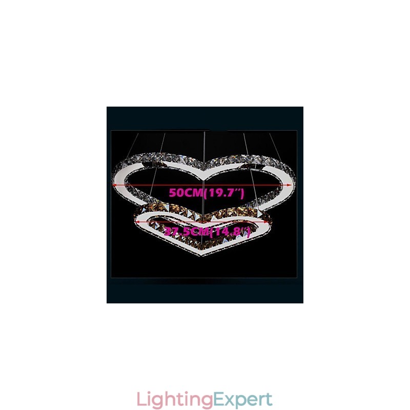 Pendant Lighting Chandelier Light Transparent OR Amber K9 Crystal Double Heart shaped Ceiling Lamps Lights
