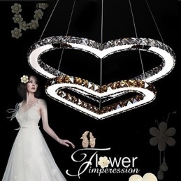 Pendant Lighting Chandelier Light Transparent OR Amber K9 Crystal Double Heart shaped Ceiling Lamps Lights