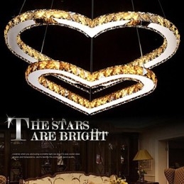 Pendant Lighting Chandelier Light Transparent OR Amber K9 Crystal Double Heart shaped Ceiling Lamps Lights