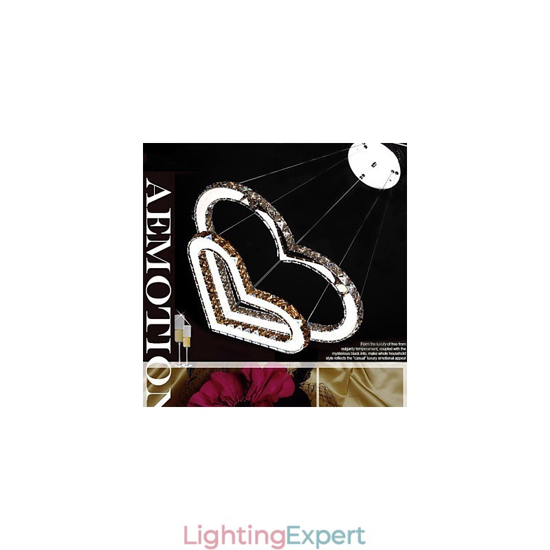 Pendant Lighting Chandelier Light Transparent OR Amber K9 Crystal Double Heart shaped Ceiling Lamps Lights