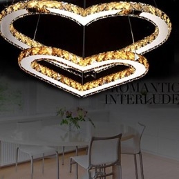 Pendant Lighting Chandelier Light Transparent OR Amber K9 Crystal Double Heart shaped Ceiling Lamps Lights