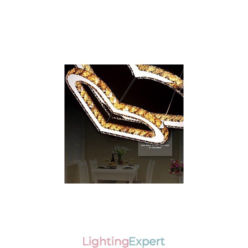 Pendant Lighting Chandelier Light Transparent OR Amber K9 Crystal Double Heart shaped Ceiling Lamps Lights